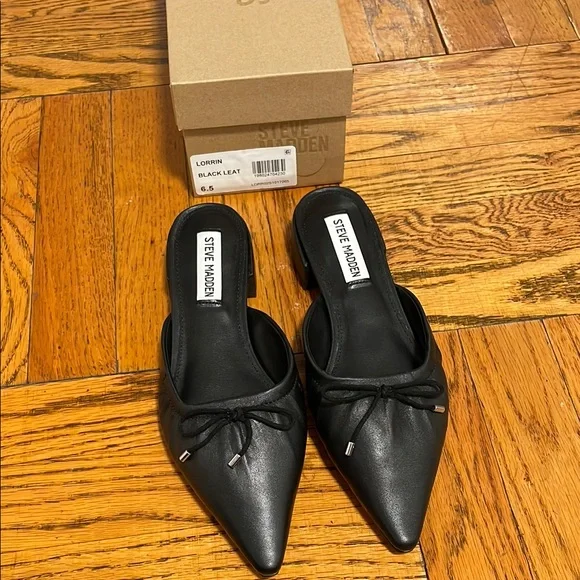 NWT Steve Madden Lorrin Pump Mule in Black Leather - Picture 3 of 5
